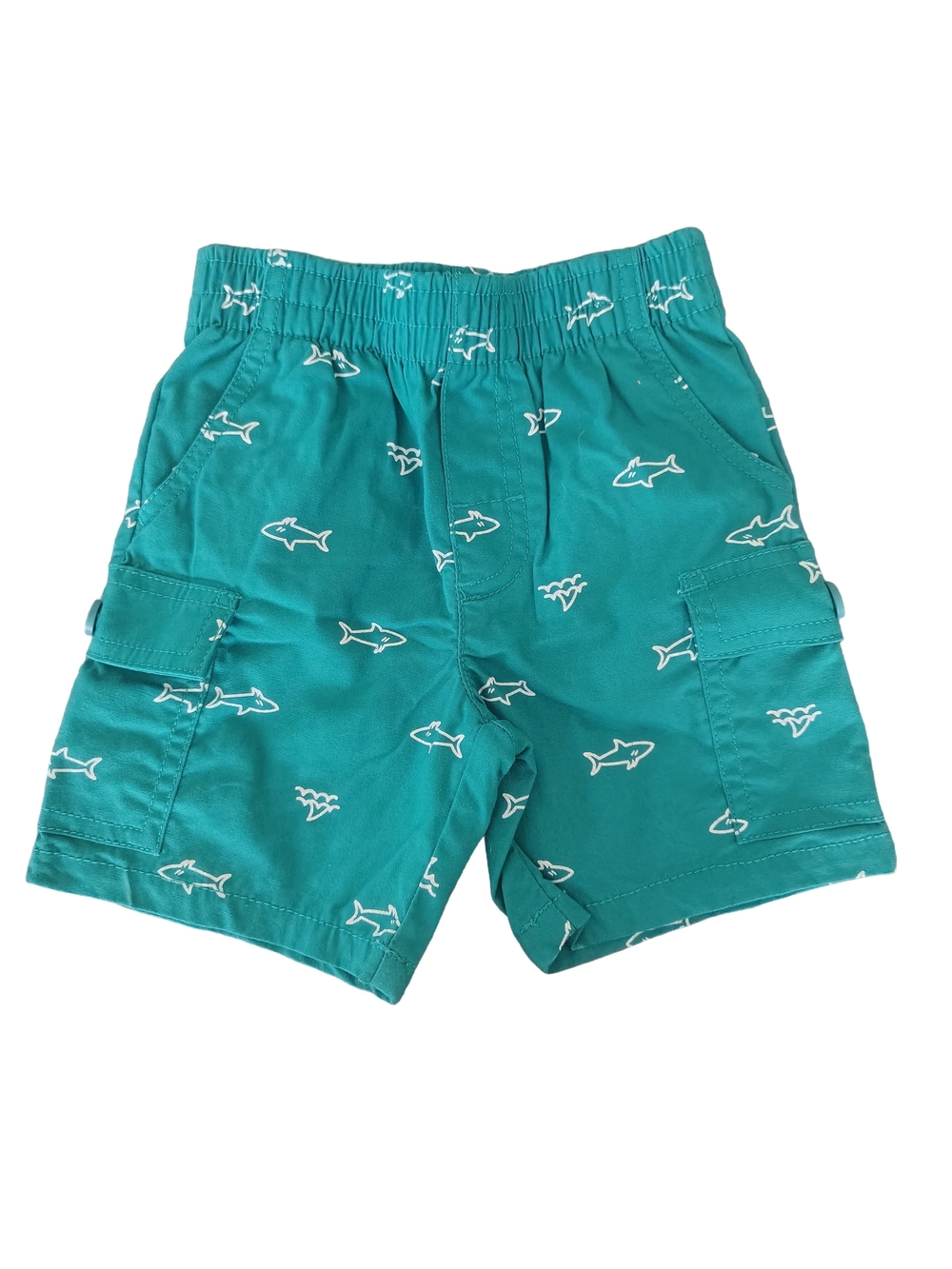 Healthtex Kids Teal Shark-Print Cargo Shorts size 2T